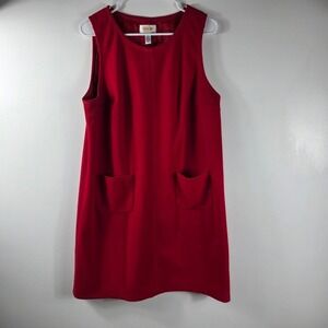 Talbots Petites Red Sleeveless Pocket‎ Dress PL Holiday